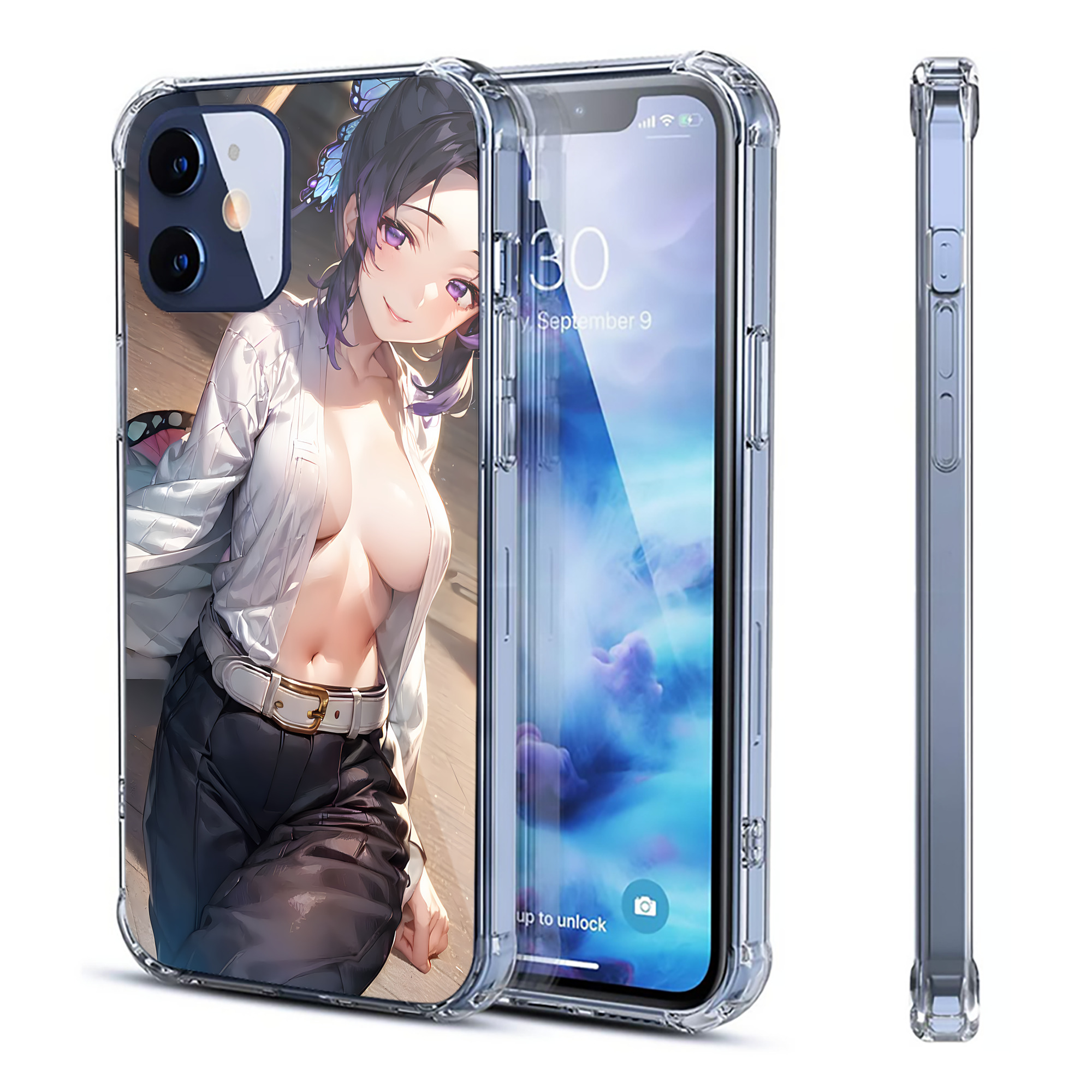 （画像用） 鬼滅の刃（きめつのやいば）蟲柱-胡蝶 しのぶ／こちょう しのぶ Kochou Shinobu 【iPhone 12シリーズ対応】透明スマホケース（クリアソフトケース）